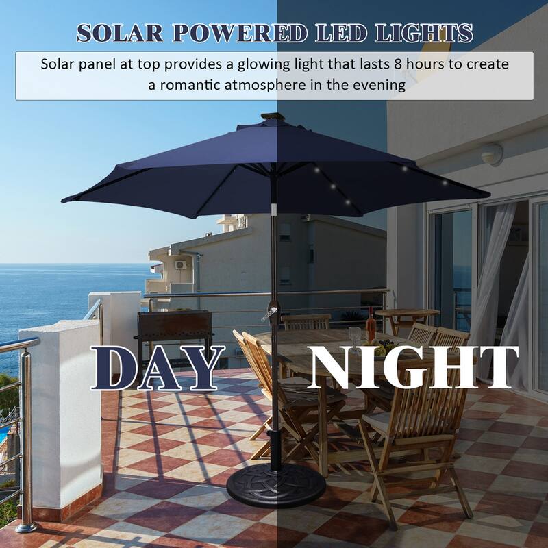 Costway 10' Solar LED Lighted Patio Market Umbrella Shade Tilt