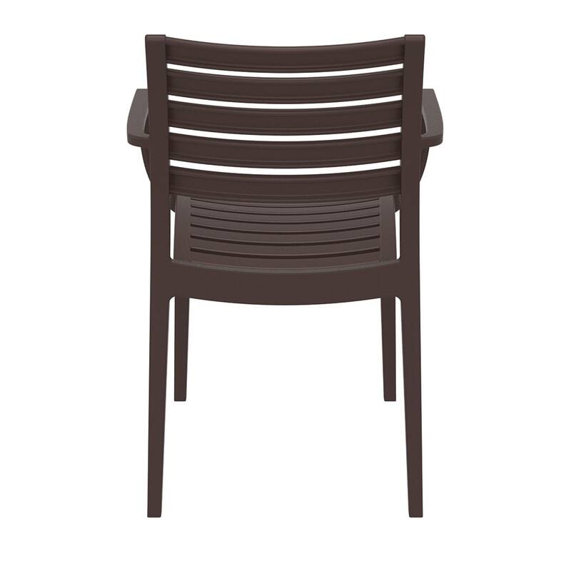 33" Brown Stackable Outdoor Patio Dining Arm Chair