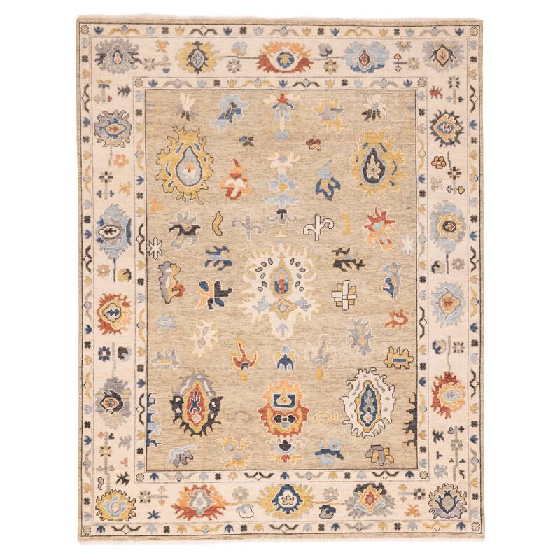 ECARPETGALLERY Hand-knotted Modern Oushak Khaki Wool Rug - 8'1 x 10'1