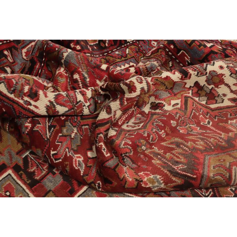 Hand Knotted Oriental 100% Wool Carpet Traditional Medallion Red Heriz Area Rug - 11' 11'' X 9' 4''