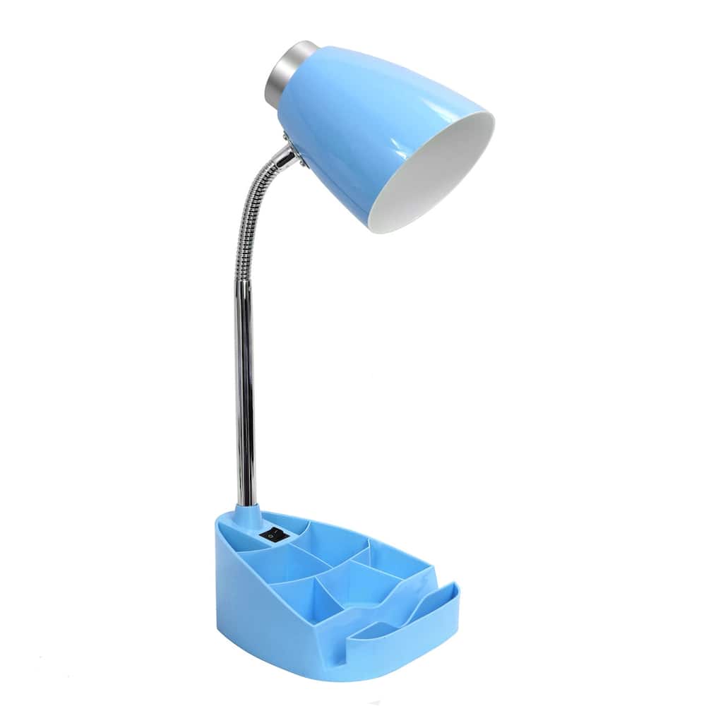 18.5 in. Chrome Finish Table Lamp with Blue Shade, Desk Lamp for Writing and Computer Desks