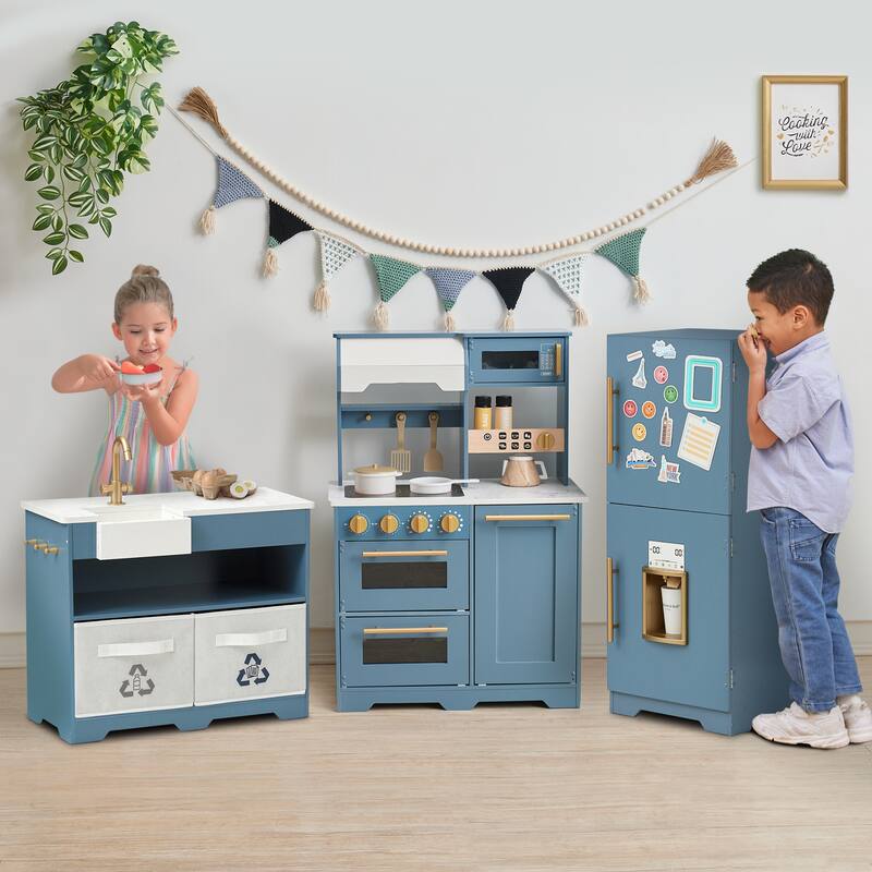 Teamson Kids Little Chef Atlanta Modular Play Kitchen with Accessories - 60.75" L x 12.99" W x 34.37" H