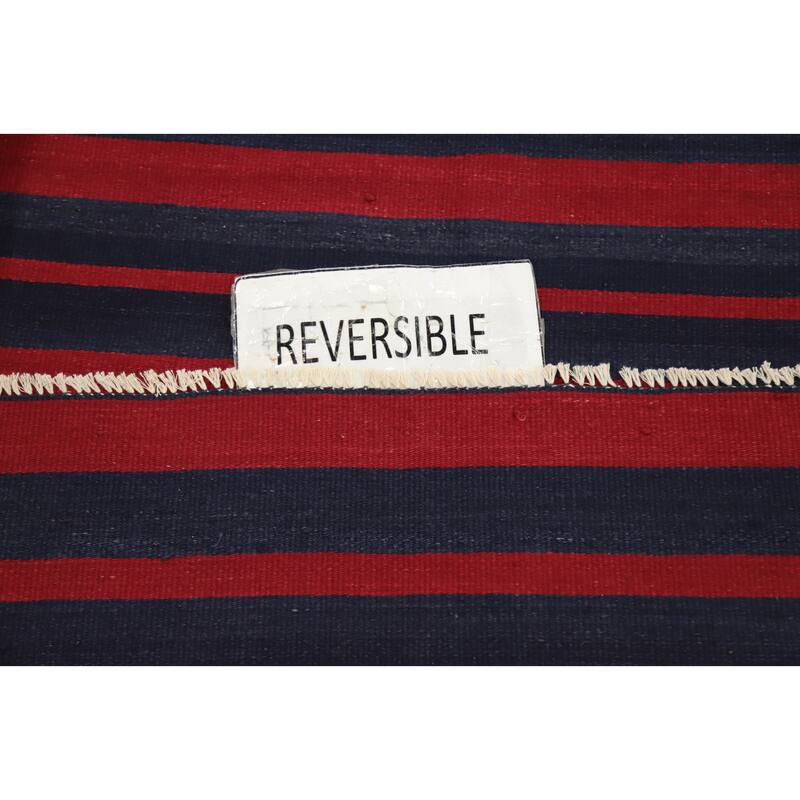 Hand Woven Oriental 100% Wool Carpet Southwestern Modern Red Kilim Area Rug - 9' 10'' X 4' 9''