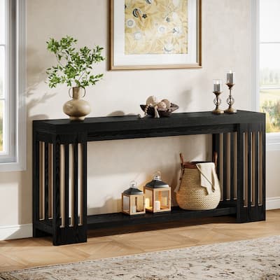 Farmhouse Wood Extra Long Sofa Console Table for Entryway