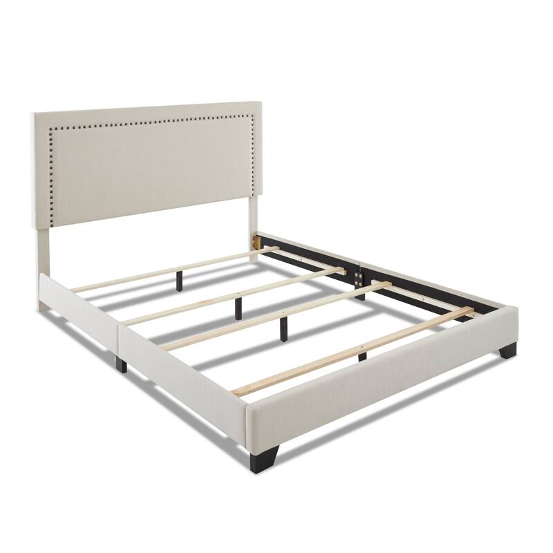 Cooper Upholstered Nailhead Platform Bed - Queen