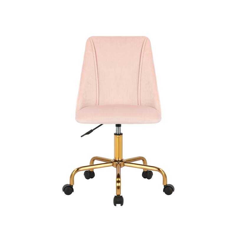 Porthos Home Caia Armless Office Chair, Velvet, Gold Metal Legs