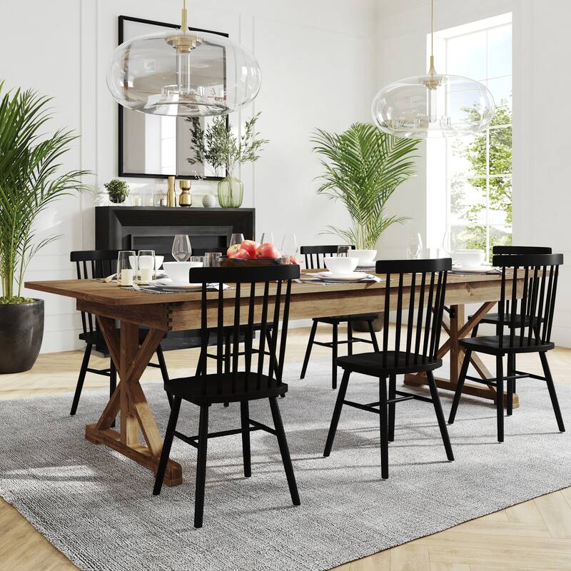 Flash Furniture FFIF49596 Kira 108" Wide Pine Wood Dining Table with X - Antique Rustic