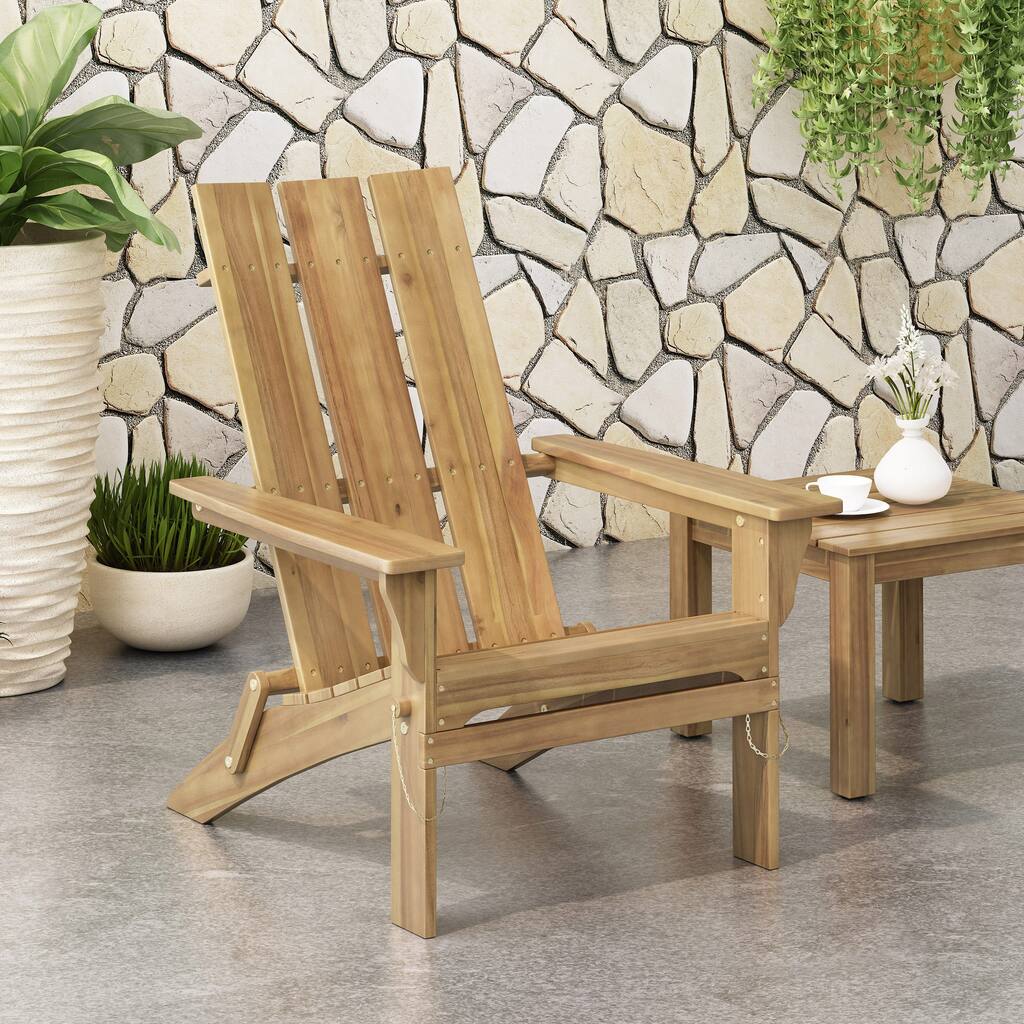 Outdoor Acacia Wood Folding Adirondack Chairs, Stable Structure
