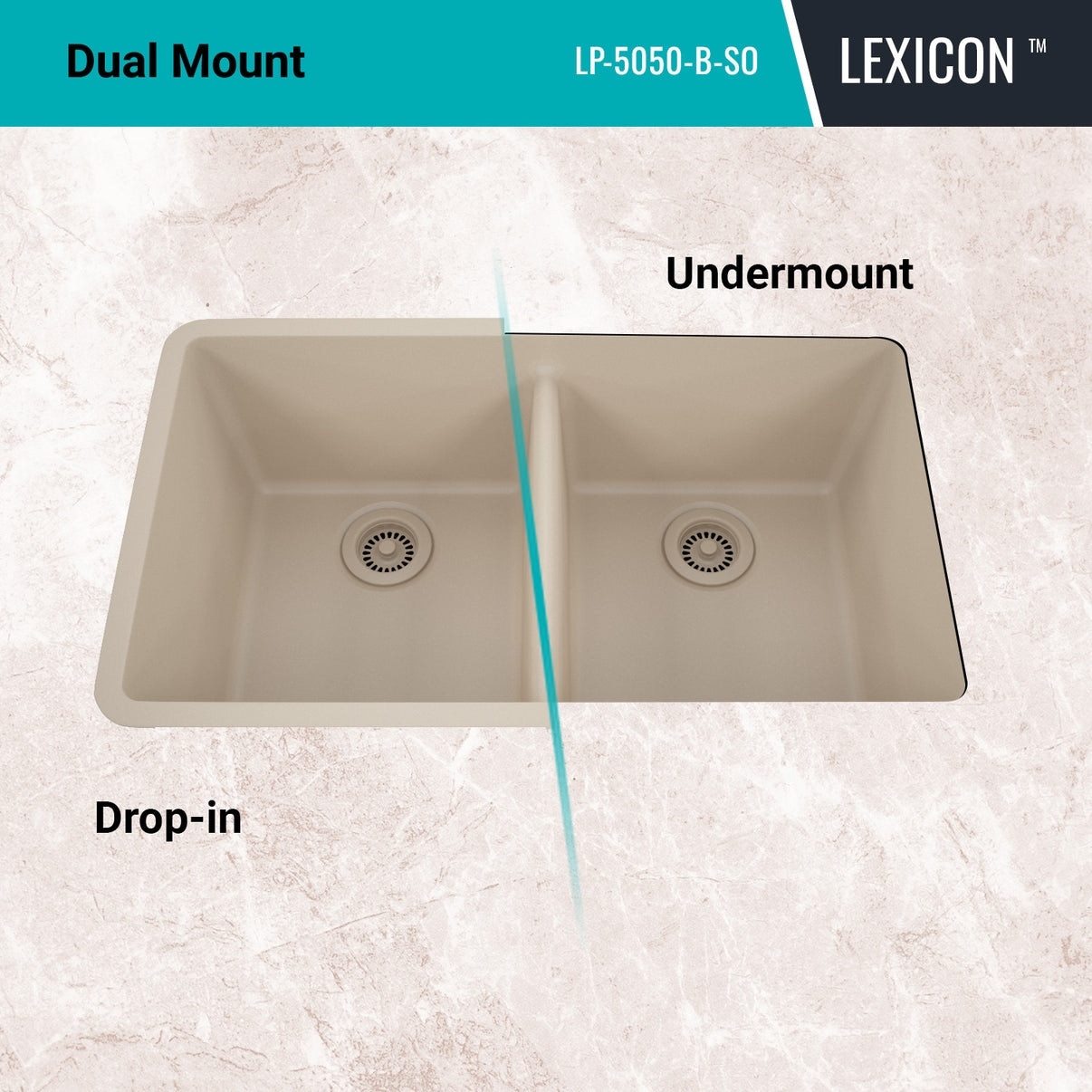 Lexicon Double Bowl 50/50 Undermount Granite Kitchen sink Galaxy