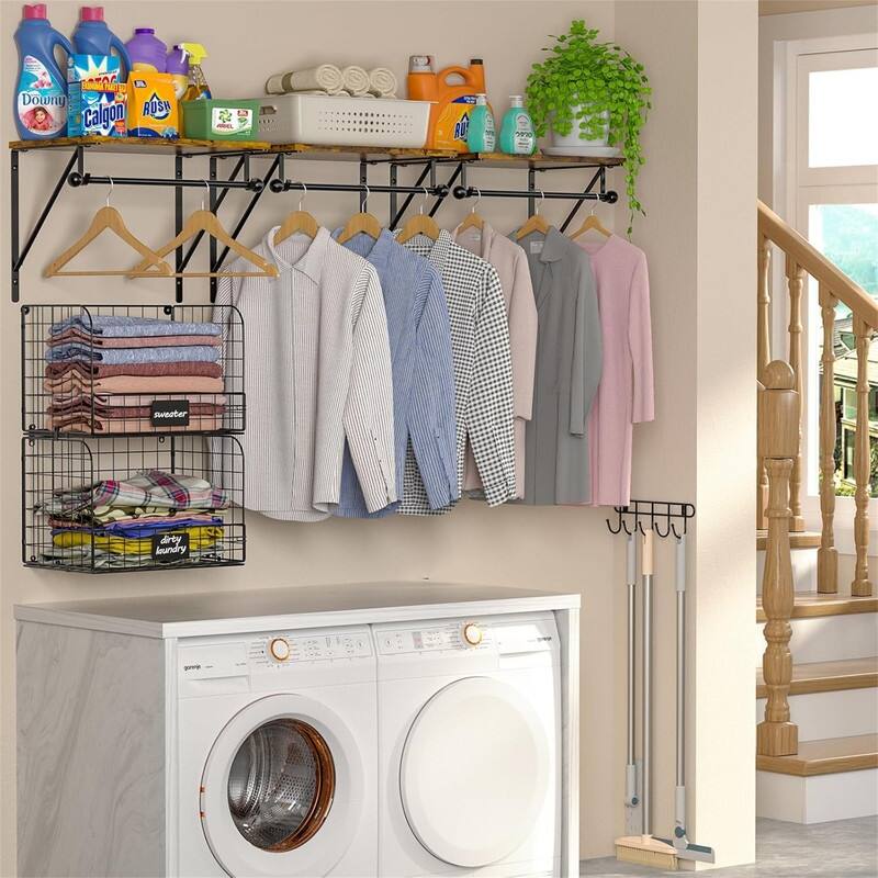 Over Washer Shelves - Wire Baskets and Drying Rack