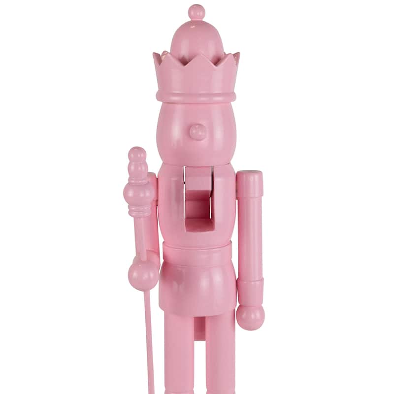 Nutcracker King with Scepter and Crown Standing Christmas Figure - 15" - Pink