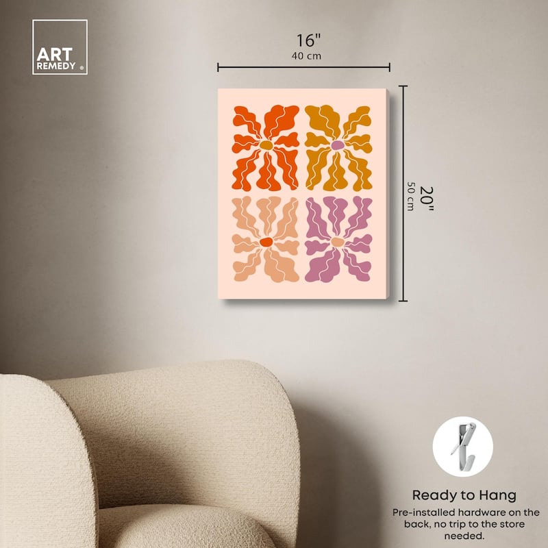 Four Flowers Poster Canvas by Art Remedy, Gallery Wrapped