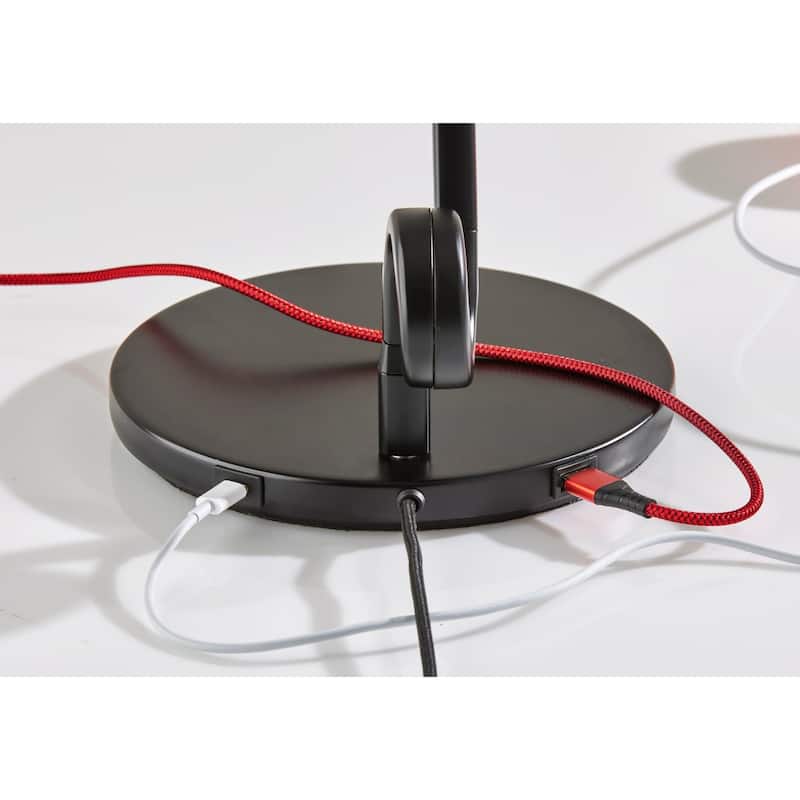Metal Desk Lamp with Integrated LED Touch Switch and USB Port - 2” x 7.87” x 35” (D x W x H)