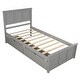 preview thumbnail 7 of 16, Platform Storage Bed, 2 Drawers with Wheels, Twin Size Frame, Gray