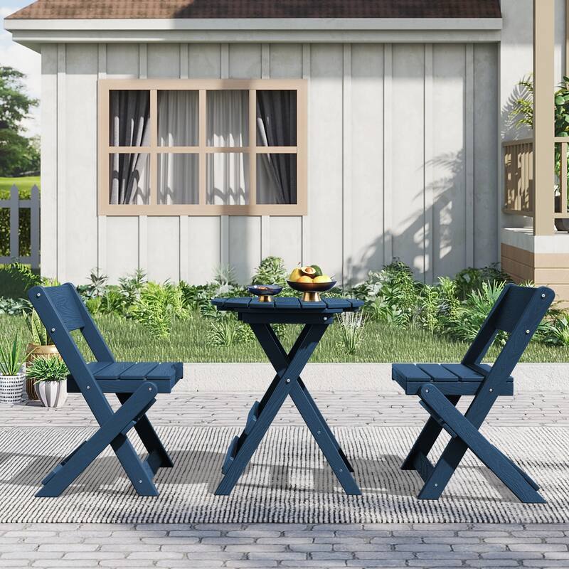 3-Piece Outdoor HDPE Bistro Set, Waterproof, Weather-Resistant & Foldable