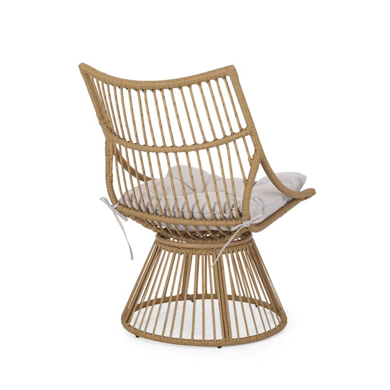 Caryl Wicker Outdoor Club Chair with Cushions by Christopher Knight Home