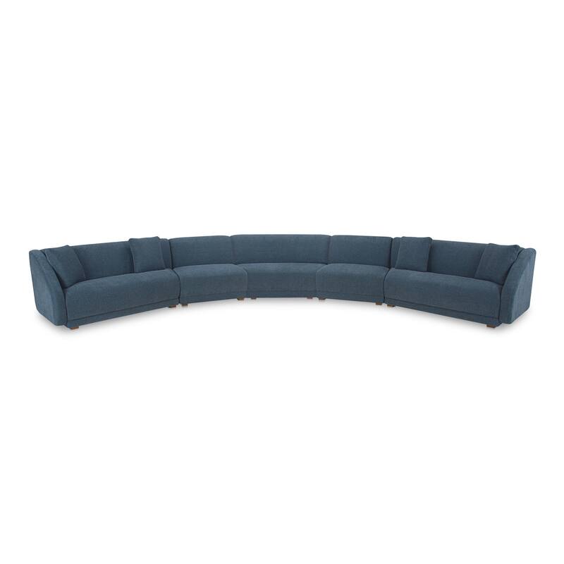 NADAAL STUDIOS Solace, 5-Piece Modular Sectional, Angled Sides - 224"W x34.29"D x31.5"H - Deep Blue