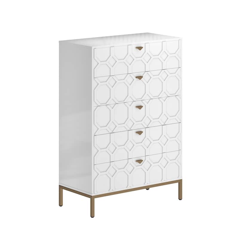 5 drawers cabinet, Modern Chest Drawers with Metal Legs for Bedroom, Entryway