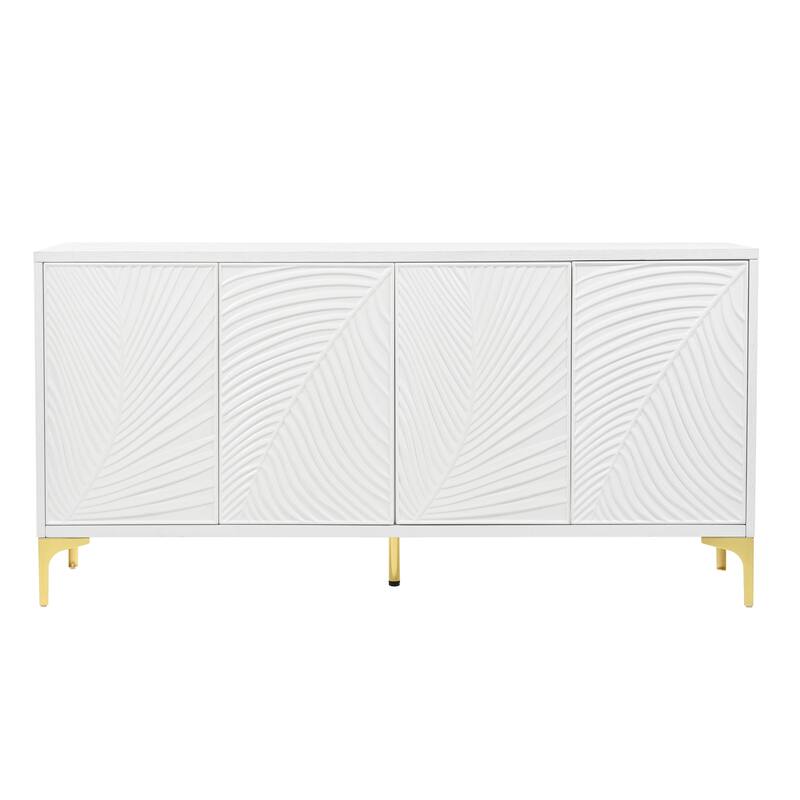4-Door Sideboard with Unique Texture & Adjustable Shelves