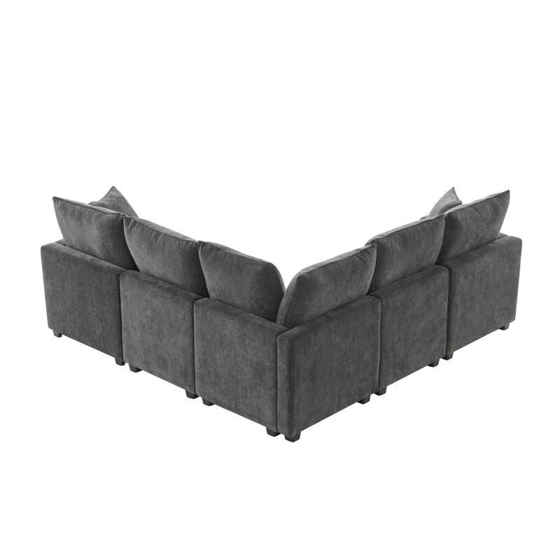 Modern Chenille Multi-Seat Sectional Sofa