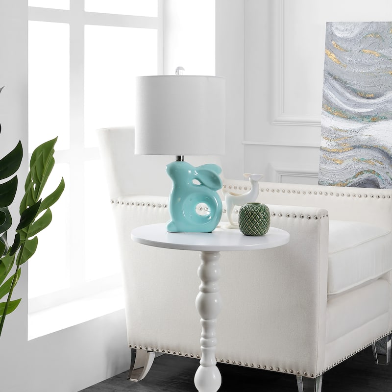 SAFAVIEH Kids Lighting Angelique 19" Rabbit Lamp - 10.3"x10"x19" - 10"Wx10"Dx19"H - Seafoam