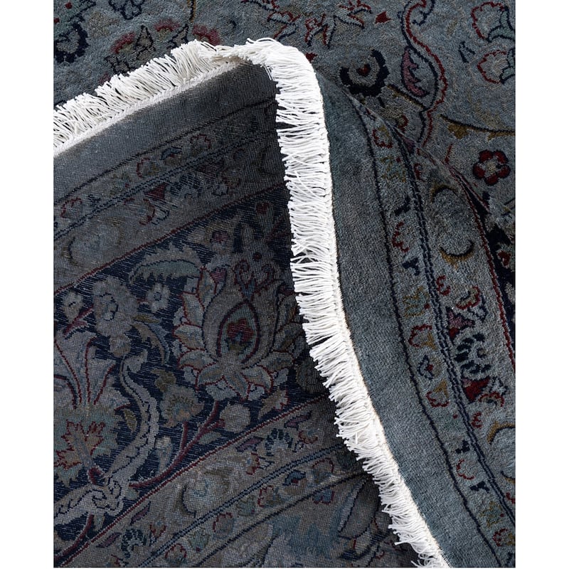 Overdyed One-of-a-Kind Hand-Knotted Round Area Rug - Gray - 8' 0" x 8' 1"