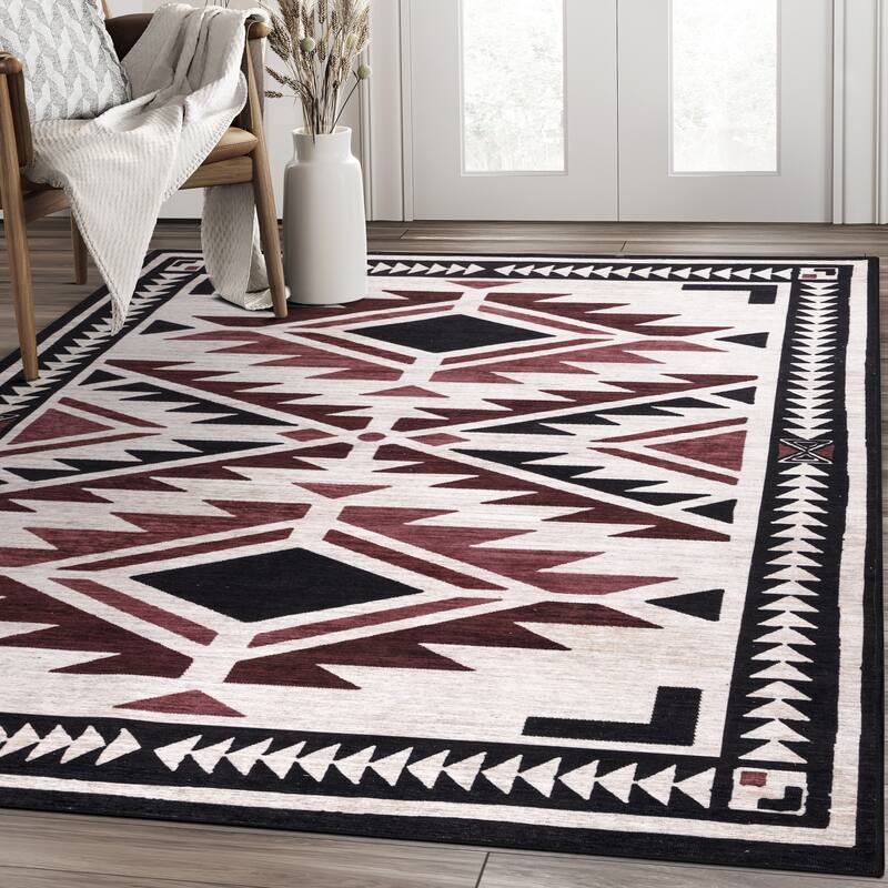 Abani Rugs Molana Southwestern Cream Charcoal Red Area Rug