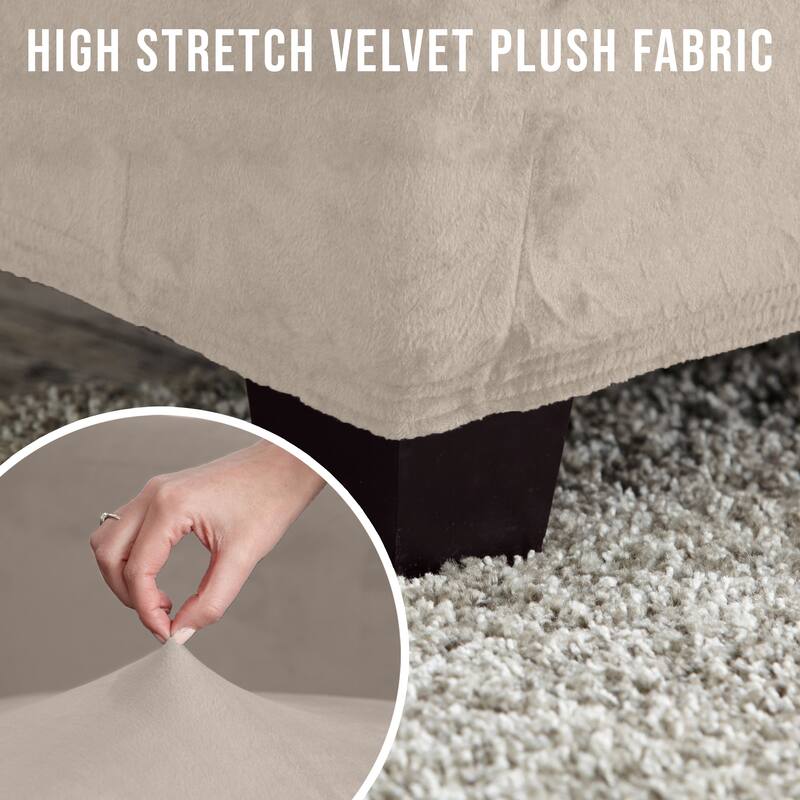 Premium Stretch Velvet-Plush Ottoman Slipcover