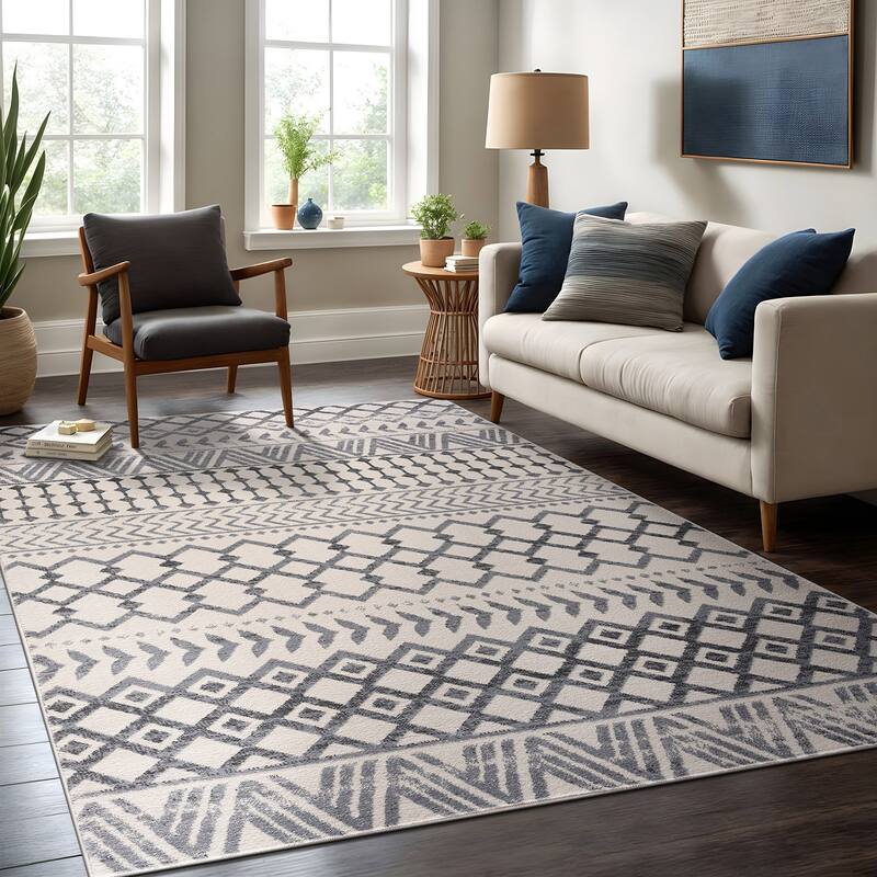 Beverly Rug Diamond Moroccan Bohemian Trellis Indoor Area Rug