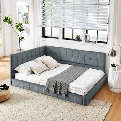 Elegant Full Size Velvet Daybed with Comfortable Backrest & Armrests - Multi-Functional Sofa Bed Frame.