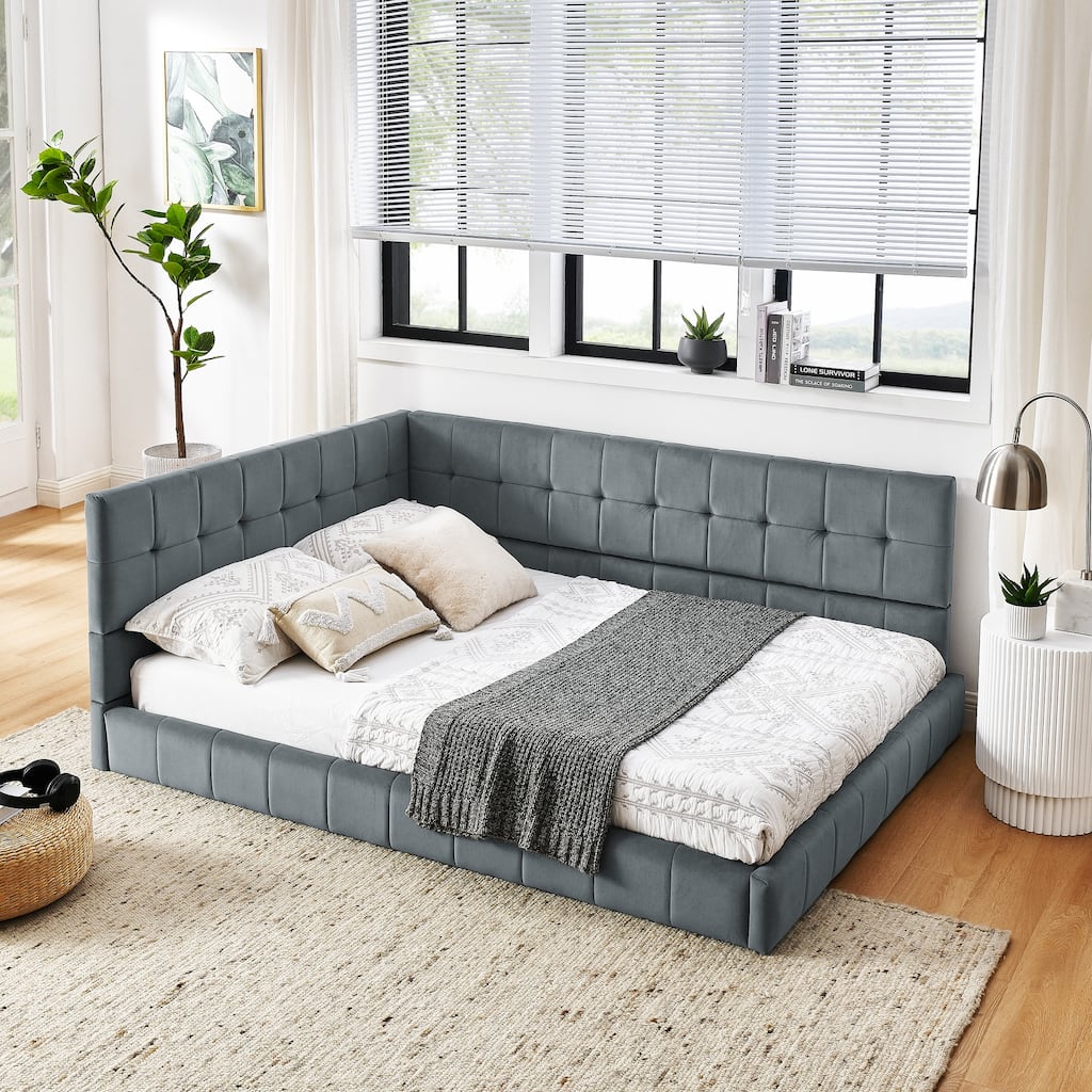 Elegant Full Size Velvet Daybed with Comfortable Backrest & Armrests - Multi-Functional Sofa Bed Frame.
