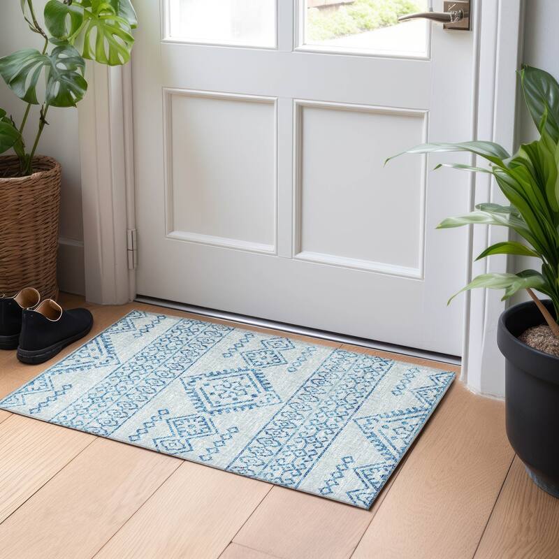 Premium Washable Super Soft Boho Global Mayfield Rug - Blue - 1' 8" x 2' 6" - Rectangle