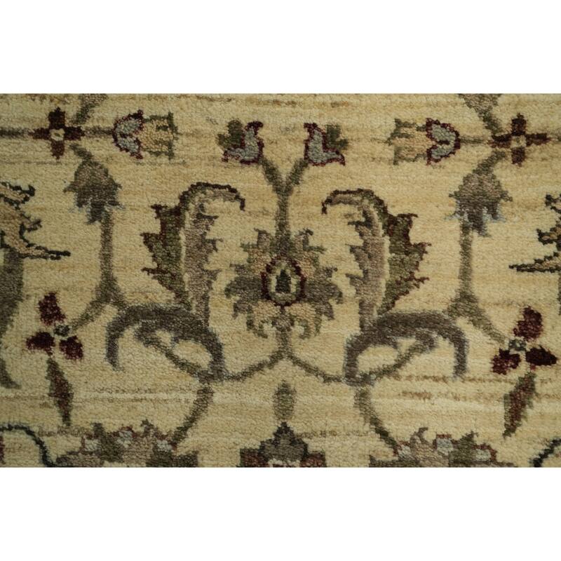 Hand Knotted Oriental 100% Wool Carpet Traditional All-Over Beige & Ivories Ziegler Runner Rug - 11' 1'' X 2' 8''