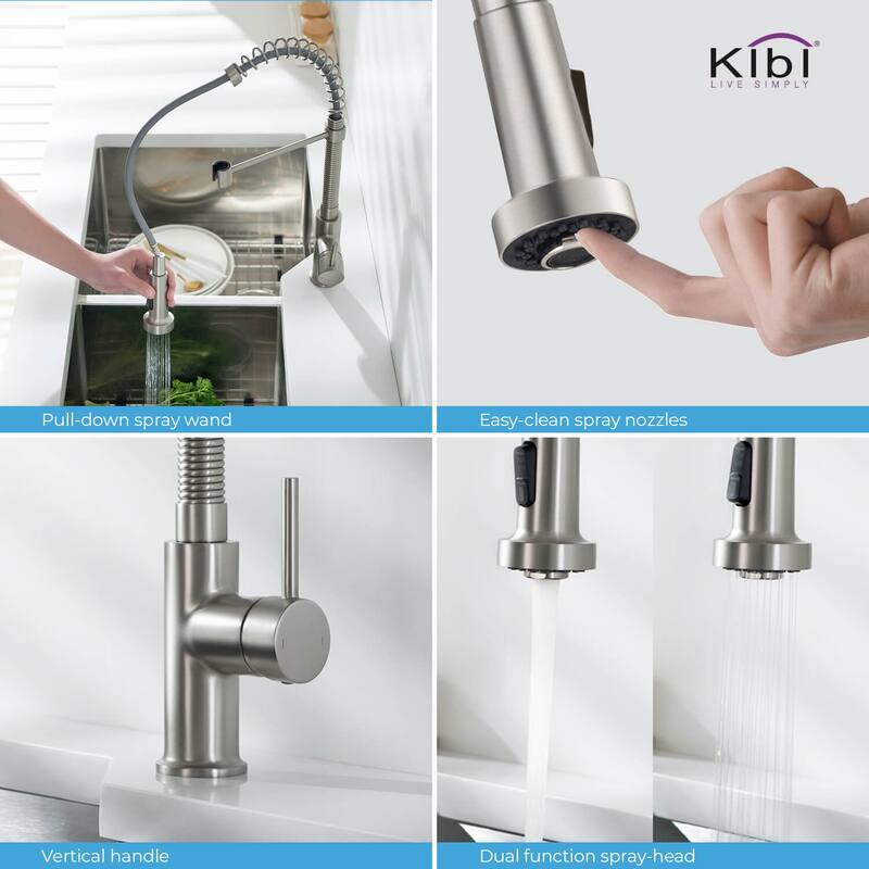 Aurora Single Handle Pull Down Kitchen Sink Faucet