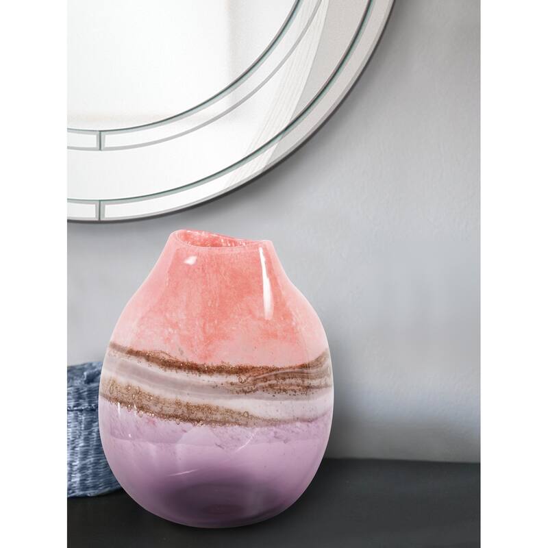 Allan Andrews Contemporary Pink & Violet Swirl Decorative Glass Vase