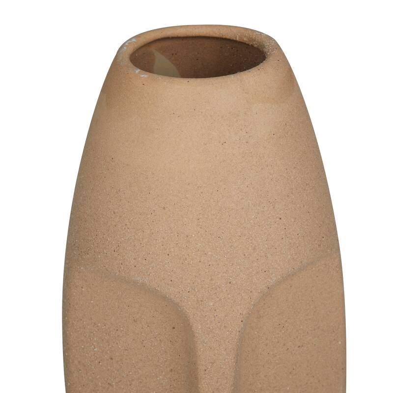 Beige Ceramic Easter Island Head Vase (Set of 2)
