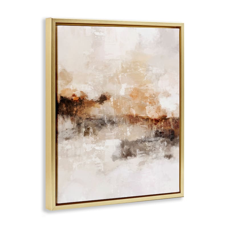 Stupell Beige & Brown Abstract Framed Floater Canvas Wall Art Design by Ros Ruseva