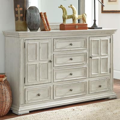 Big Valley Whitestone Distressed 2 Door 6 Drawer Dresser