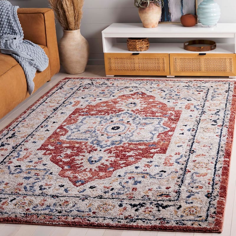 SAFAVIEH Luna Dorthey Traditional Rug - 8' x 10' - Beige/Rust Blue