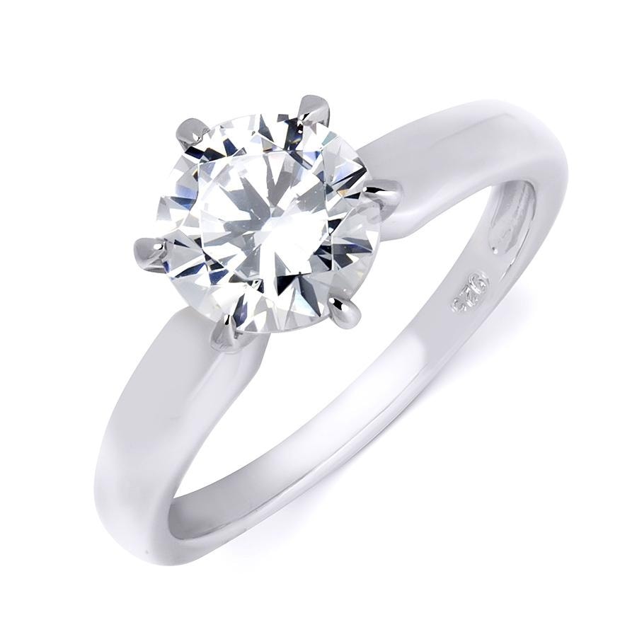 MayaMila Sterling Silver 1.0 CT Brilliant Solitaire Cubic Zirconia Bridal Ring