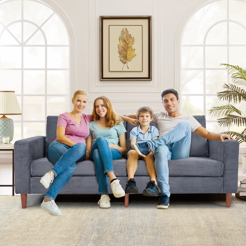 Chic 83 in. Chenille Convertible Futon Sofa Bed, Loveseat Sofa with Square Arm for Living Space