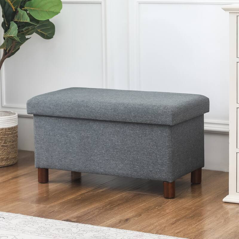 Adeco 30 Inches Storage Ottoman Bench for Living Room