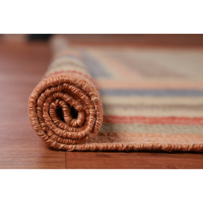 Hand Woven Oriental 100% Jute Carpet Southwestern Modern Multi-Colored Kilim Area Rug - 13' 2'' X 10' 3''