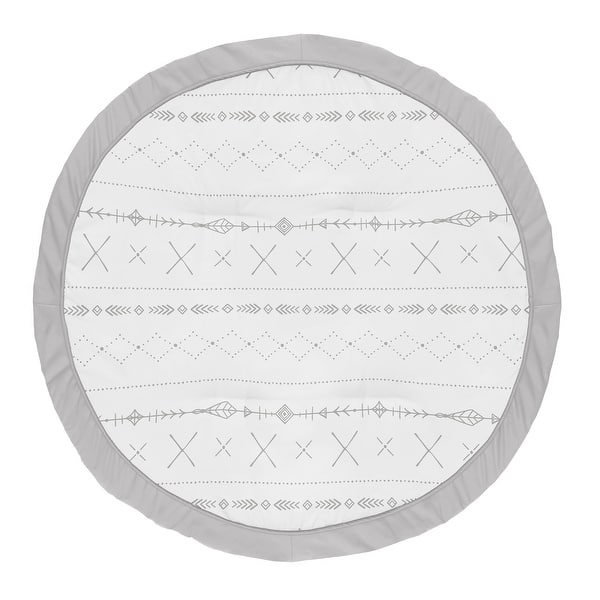 slide 1 of 1, Grey Boho Collection Boy or Girl Baby Tummy Time Playmat - Gray and White Woodland Forest Tribal Arrow Unisex - Grey and White
