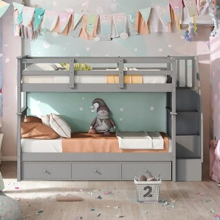 Twin-Over-Twin Bunk Bed with Three Drawers for Bedroom