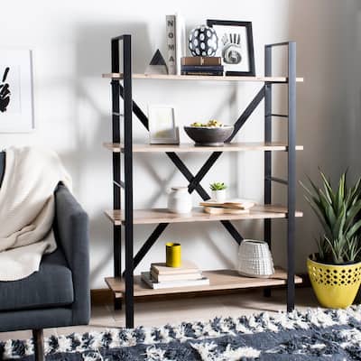 SAFAVIEH Lisa Oak Brown/ Black Étagère - 39.4' x 12.6' x 55'