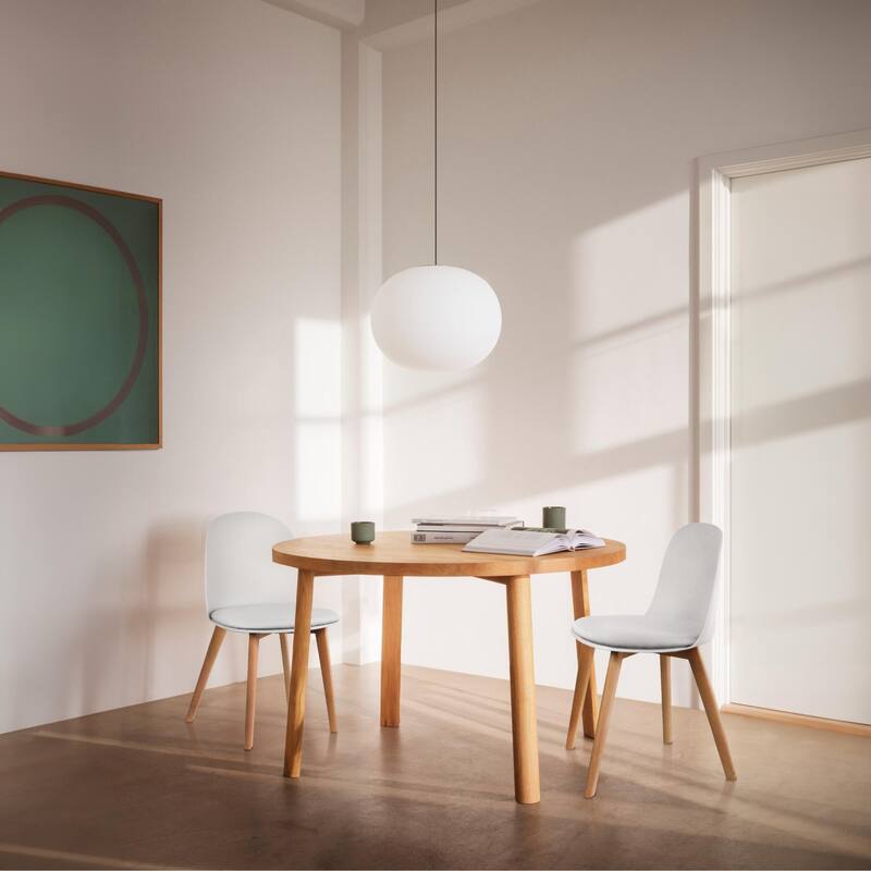 Set of 4 Plastic Dining Chairs Padded Cushion Faux Leather Wooden Legs For Kitchen Waiting Room Outdoor Party