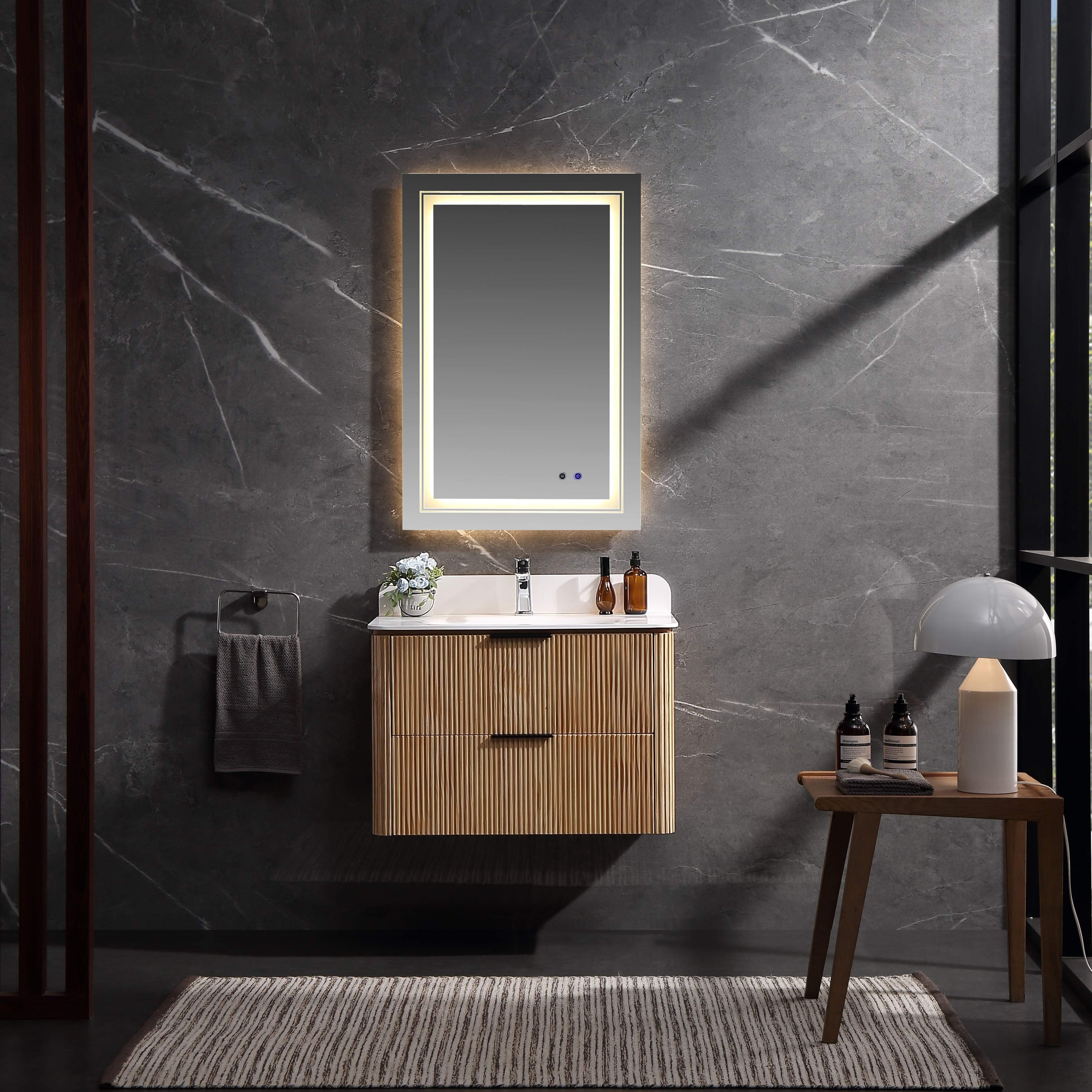 30" Wall-Mounted Bathroom Vanity with Acrylic Top Integrated Sink & Overflow