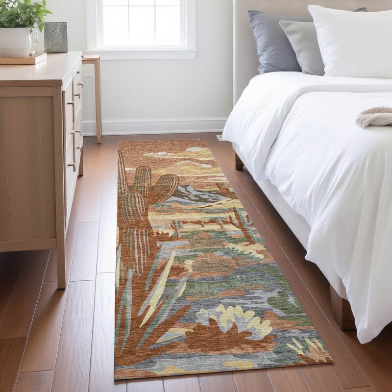 Machine Washable Indoor/ Outdoor Southwestern Mesa Chantille Rug