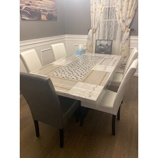 silver orchid busch white marble standard height dining table